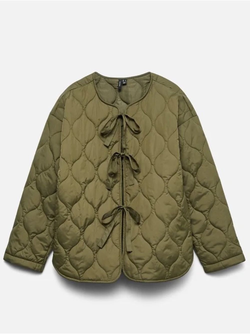 Vero Moda Olive Green Sabine Tie Front Quilted Jacket Small NWT - Picture 5 of 5
